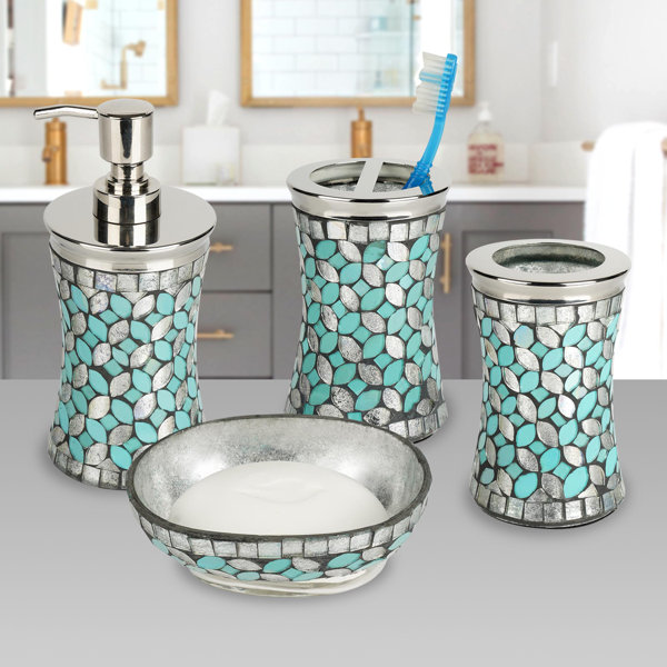 Gray And Blue Bathroom Accessories Rispa